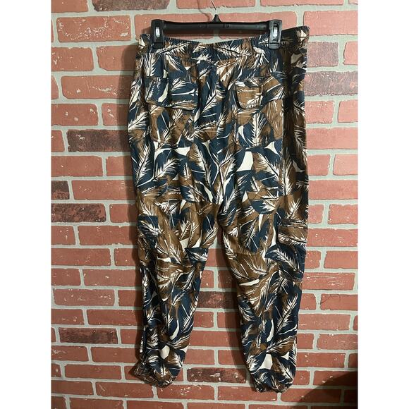 Nicole Miller New York Blue & Brown Drawstring Cargo Harem Jogger Pants - Picture 10 of 10